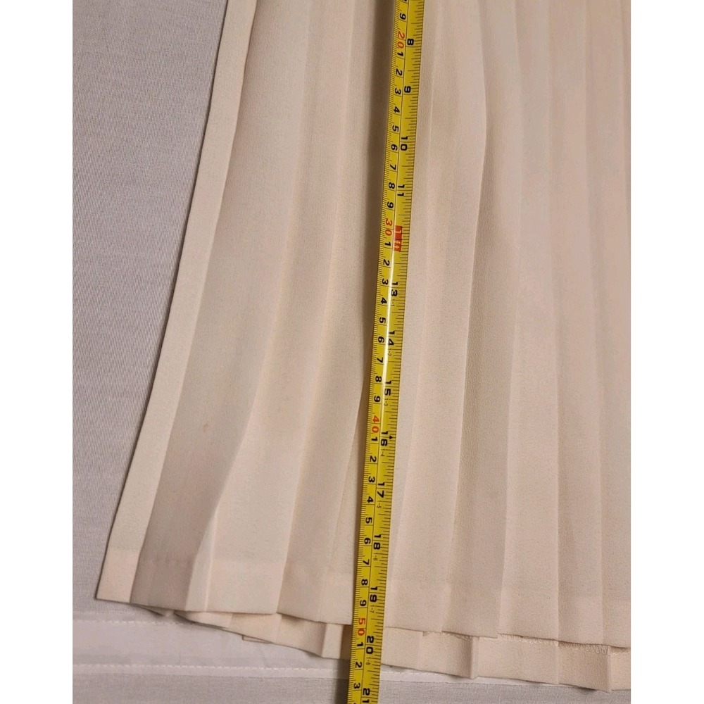 Vintage 90s Esprit Essentials Pleated Mini Skirt Ivory Cream Women's Medium - Picture 9 of 12
